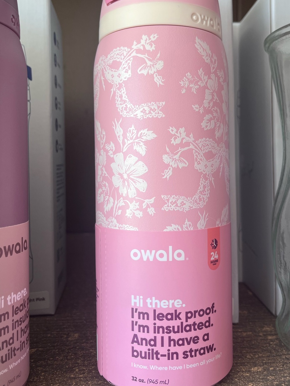 Owala spring revival 32oz Pink floral Stainless Steel Water Bottle freesip - Picture 3 of 4